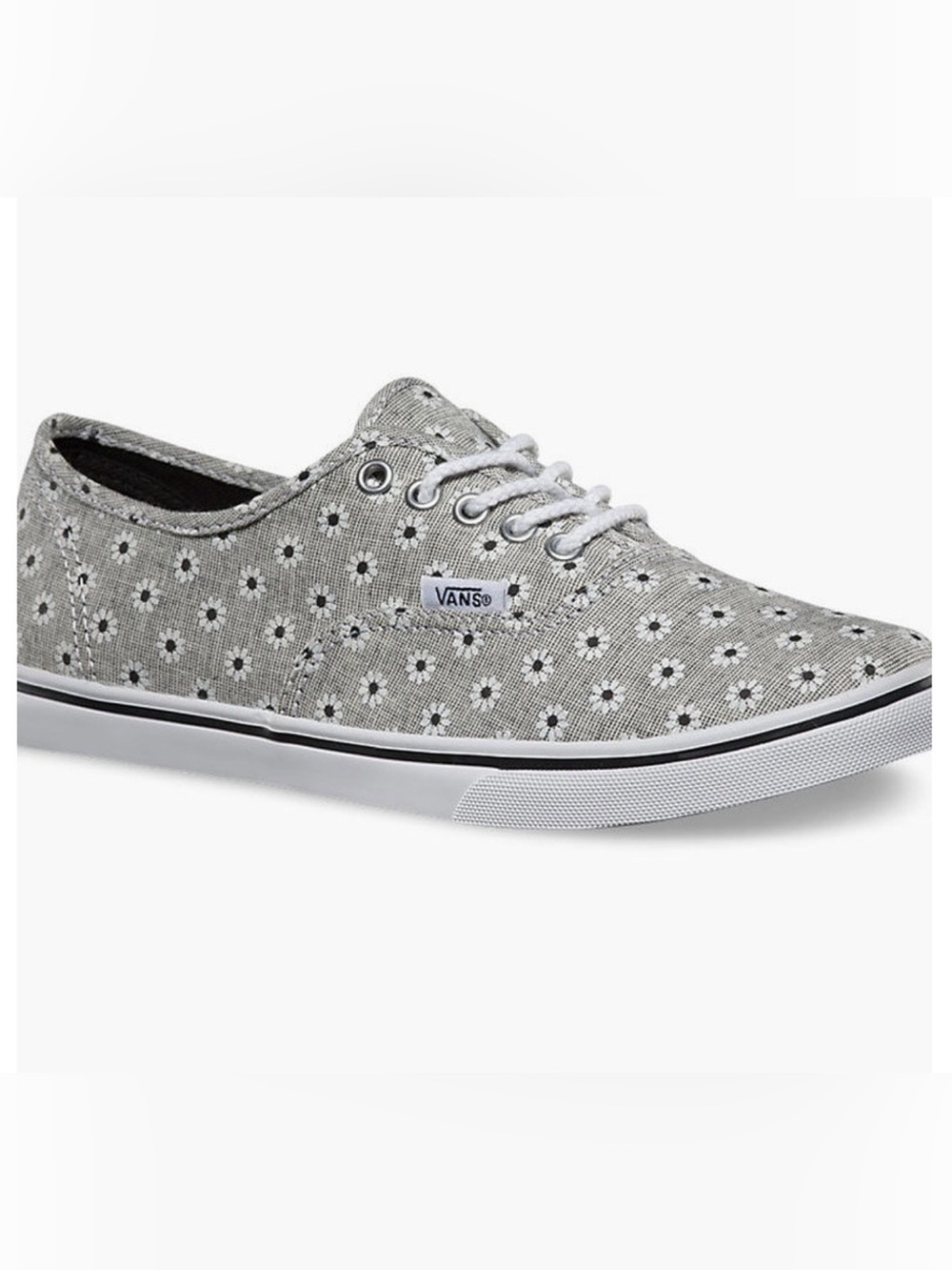 Vans Black & White Chambray Floral Canvas Low-Top Sneakers